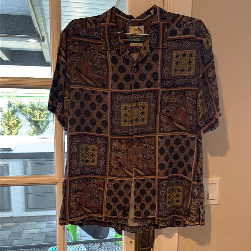 Tommy Bahama Brown and Black Casual Button Down Shirt